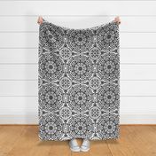 Mandala Black White Geometric Boho Pattern