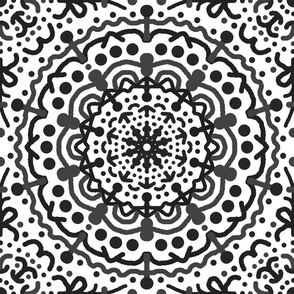Mandala Black White Geometric Boho Pattern