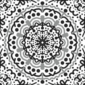Mandala Black Gray Geometric Boho Pattern