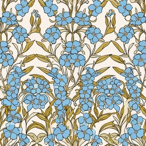 Forget-me-not Alaska State Flower - Art Nouveau, modern romanticism, vintage pattern