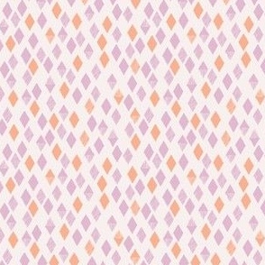 Sweet Little Little Diamonds, hand drawn tiny ditsy print in pink, orange and purple pastel colours Woodland Dreams Collection