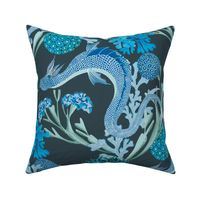 Sea Dragon in the Coral Garden - Pantone ultra steady Blue/Green Palette 21”