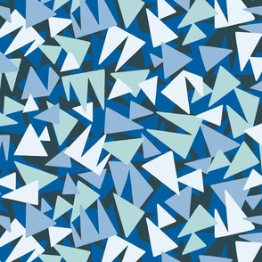 Rock Steady - Blue White Mint Triangle Shape Toss Non-directional Repeat Pattern