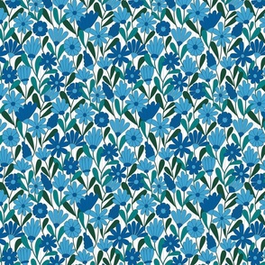 Moody Blue Ultra Steady Floral Wallpaer