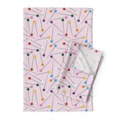 Scattered Sewing Pins Pink Background- Large Print