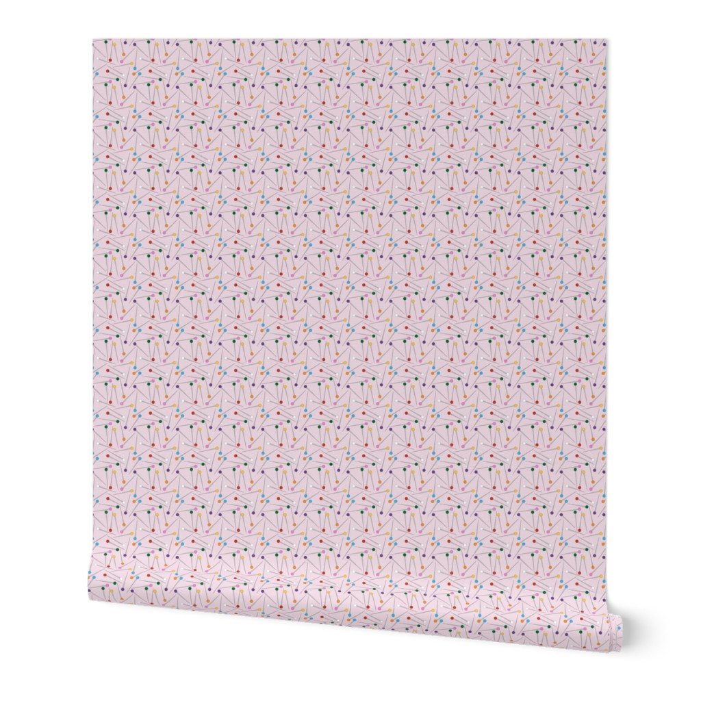 Scattered Sewing Pins Pink Background- Small Print