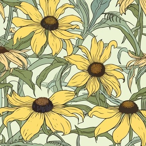 Black-Eyed Susan - Maryland State Flower, art nouveau, modern romanticsm