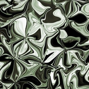FLRD 14 - Surreal Floral Dreams in Tonal Xanadu Grey-Green - 16 inch fabric repeat - 12 inch wallpaper repeat