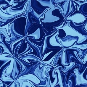 FLRD16 - Surreal Floral Dreams in Tones of Cornflower Blue - 16 inch fabric repeat, 12 inch wallpaper repeat