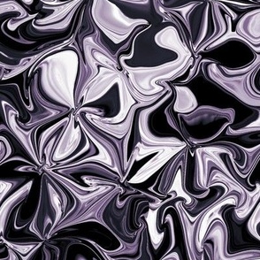 FLRD4 - Surreal Floral Dreams in Metallic Violet-Gray Tones - 16 inch repeat on fabric - 12 inch repeat on wallpaper