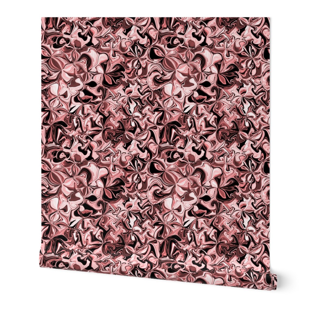 FLRD9 - Surreal Floral Dreams in Rosewood and Terracotta Pinkish Browns  - 16 inch repeat on fabric - 12 inch repeat on wallpaper 