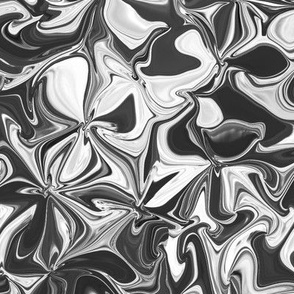 FLRD15 - Surreal Floral Dreams in Neutral Gray Tones - 16 inch fabric repeat, 12 inch wallpaper repeat