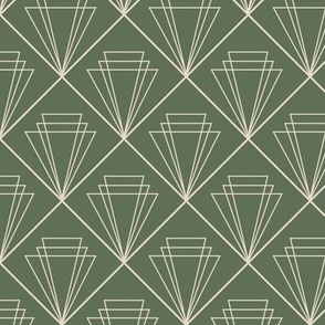 Olive Green and Cream  Art Deco