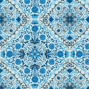 Pantone Ultra-Steady: Blue floral tiles