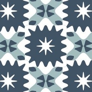 2,5x2,5 inch geometric star tiles in navy and white by art for joy lesja saramakova gajdosikova design