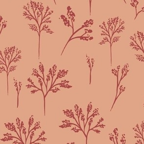 Medium - Delicate Ditsy Monochrome Botanical silhouettes - Apricot Pink