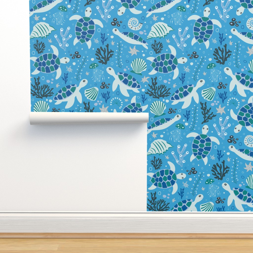 Sea Turtles Sea Animals Print Ocean Life Wallpaper | Spoonflower