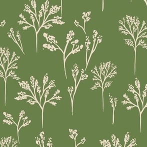 Medium - Delicate Ditsy Monochrome Botanical silhouettes - Sage Green