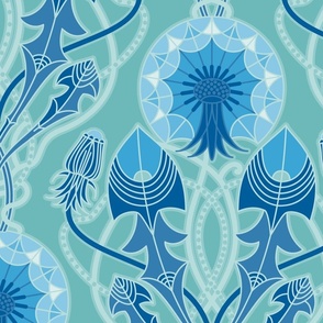 Dandelion Pantone Green Blue Ultra Steady Wallpaper