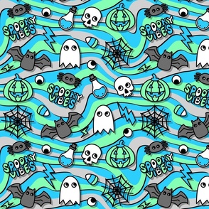 CUTE HALLOWEEN ICONS-MINT AND BLUE