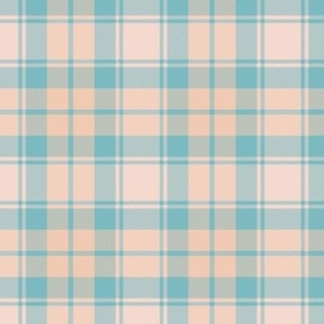 Winter fall plaid - trendy tartan traditional checkered pattern in teal blue beige blush