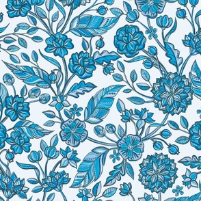 Cheerful Chintz in Turquoise and Blues - large