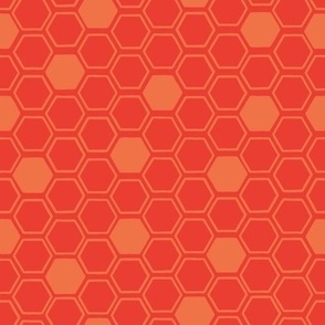 Small - Tangerine Orange Honeycomb Scatter on Scarlet Red