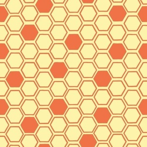 Small - Tangerine Orange Honeycomb Scatter on Cornsilk Yellow