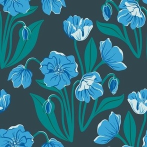 Vintage Blue Poppy // Large // Blues, Teals and Turquoise