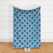 70s Scandi floral cobalt blue