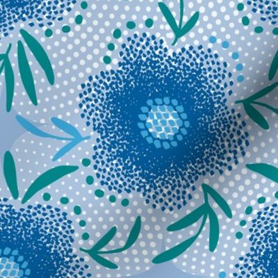 70s Scandi floral cobalt blue