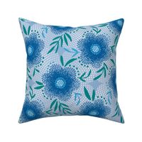 70s Scandi floral cobalt blue