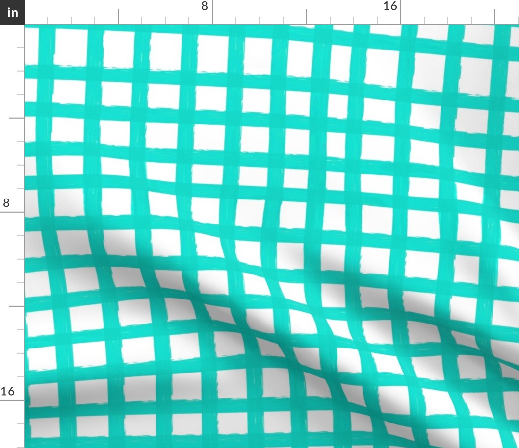 Painted Gingham Check // Turquoise Green