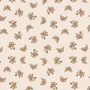 bronze brown flowers polka dots on light beige (tiny) 