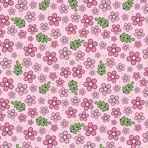 Small Scale Fun Flowers in Pink