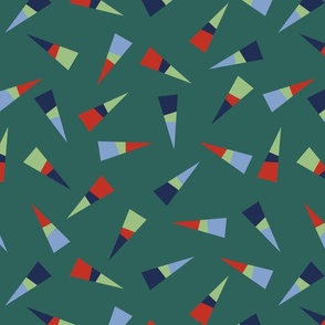 Red, navy, blue and green triangles - Large scale
