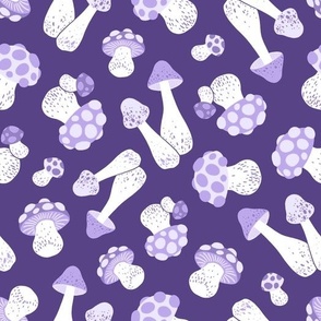 (large) Pastel mushrooms dark violet background