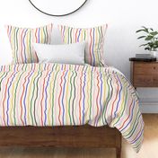 Colorful crinkly vertical stripes on ivory 