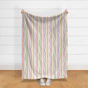 Colorful crinkly vertical stripes on ivory 