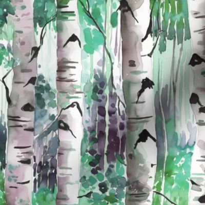 Birch Woods Wallpaper - Green