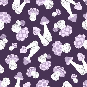 (large) Pastel mushrooms plum background