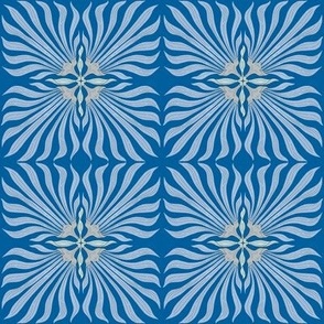Art Nouveau Floral Symmetry Blue