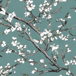 Vincent van Gogh - Branches of an Almond Tree in Blossom - Sage  Wallpaper