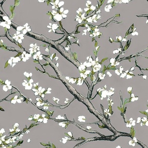 Vincent van Gogh - Branches of an Almond Tree in Blossom - Greige Wallpaper