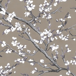 Vincent van Gogh - Branches of an Almond Tree in Blossom - Rustic Greige Wallpaper