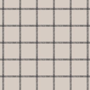 Small | Simple Geometric check plaid grid with charcoal black stripped lines crossover checkerboard on Light Taupe Grey in Modern Minimalistic Country Chic Aesthetic for Upholstery, Wallpaper & Scandinavian Home Décor with Neutral Color Palette