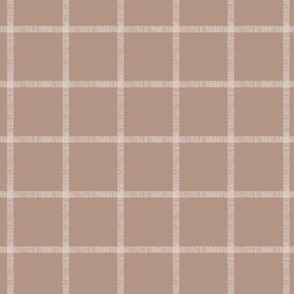 Small | Simple Geometric check plaid grid with white stripped lines crossover checkerboard on earthy beige nude in Modern Minimalistic Country Chic Aesthetic for Upholstery, Wallpaper & Scandinavian Home Décor with Neutral Color Palette