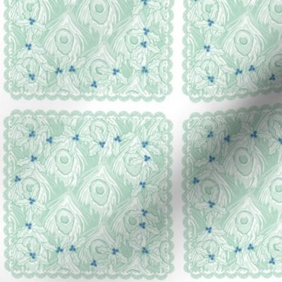 holiday cocktail napkins - peacock - mint