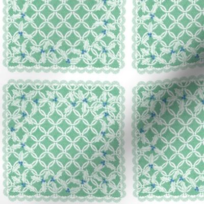 holiday cocktail napkins - chainmail - mint