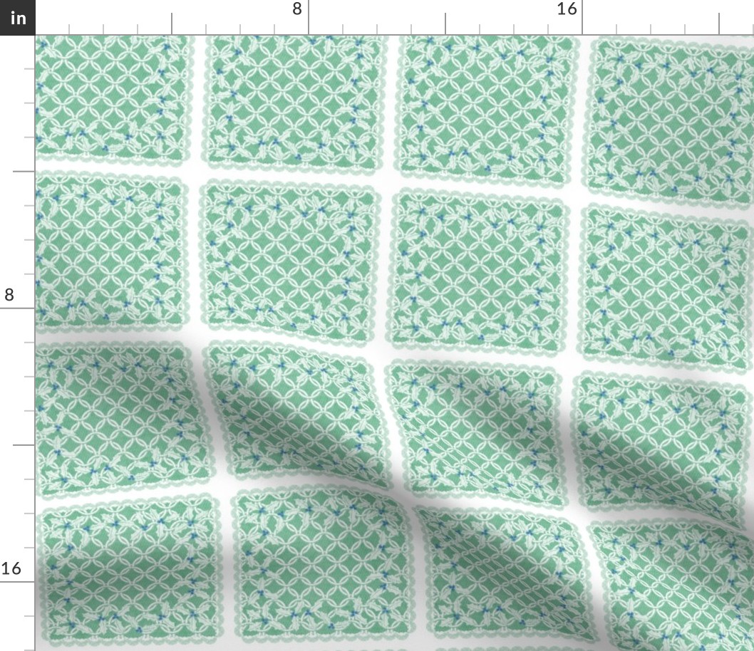 holiday cocktail napkins - chainmail - mint